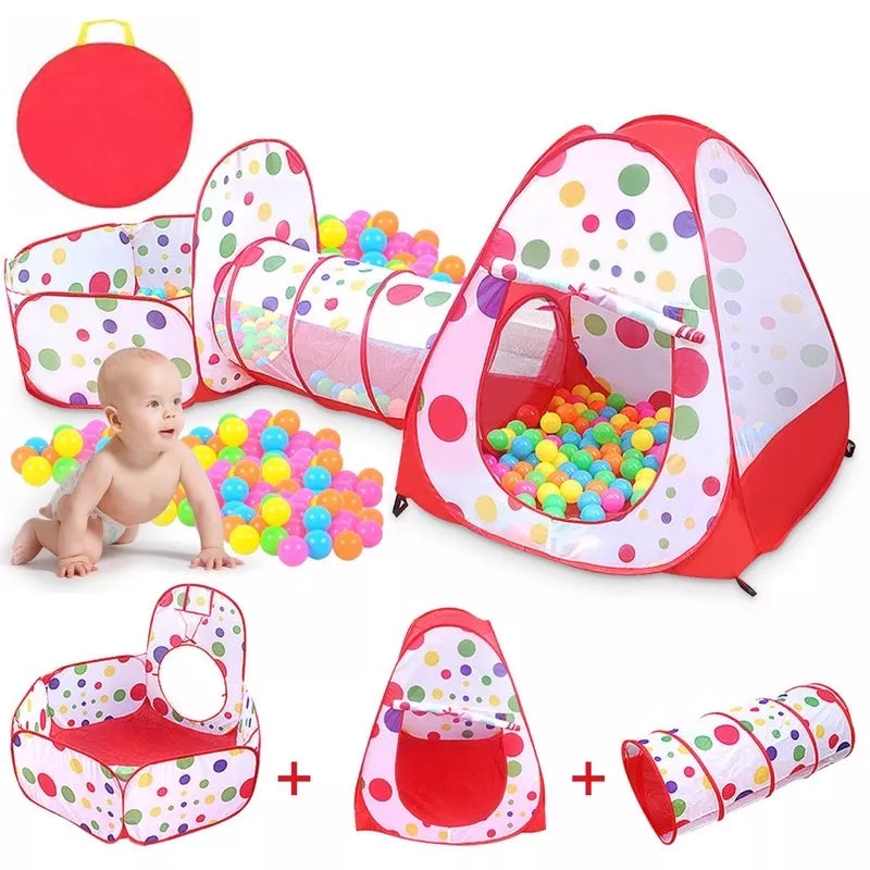 Tenda Toca Barraca Infantil Tunel 3x1com Piscina para Bolinhas Princesas Astronaltas com  Cesta Basquete Playground Brinquedo