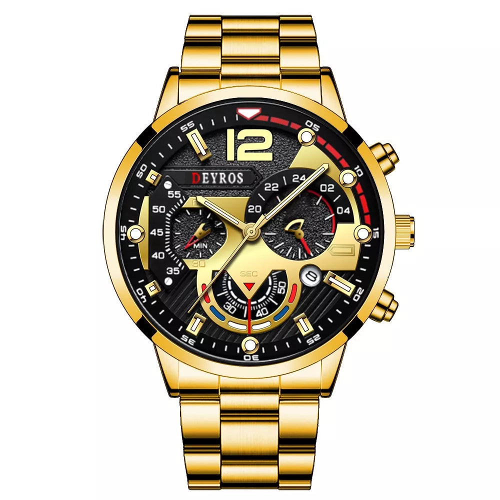DEYROS 1531 Relógio Masculino Quartz À Prova D 'Água