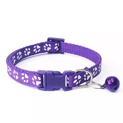 Pet Coleira De Cachorro E Gato Ajustável Coleira Ajustável Com Estampa De Pegadas Com Sino Para Gatos E Cães