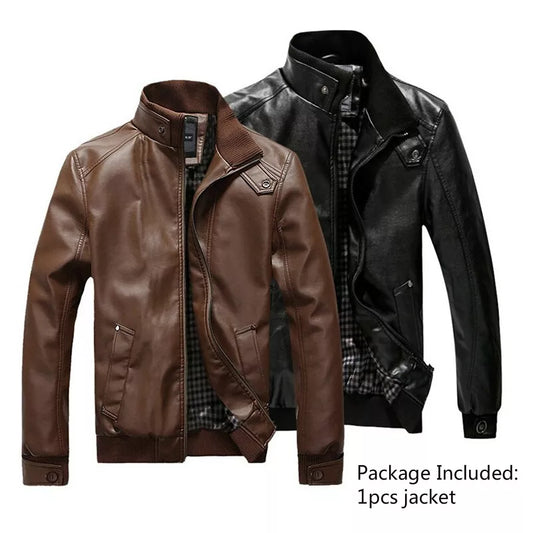 Nova Moda Outono Primavera Inverno Masculino Jaqueta De Couro Pu Marrom Preto Mens Gola Casacos Jaquetas De Motoqueiro Da Motocicleta