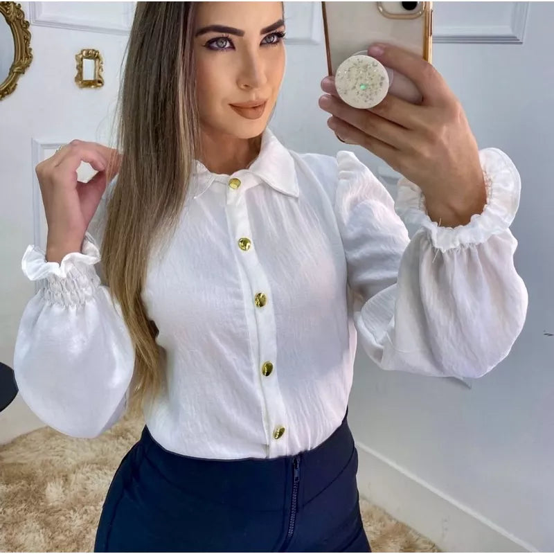 Camisa Feminina Social Botão Estico Blogueira Tendências Super Moda Envio ! !