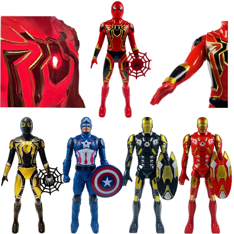 Figura De Ação Marvel Heroes Light 17CM Vingadores-Homem Aranha , E Capitão América