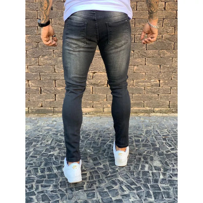 Calça Jeans Skinny Com Ziper Lycra Elastano Masculina Nova Tendencia