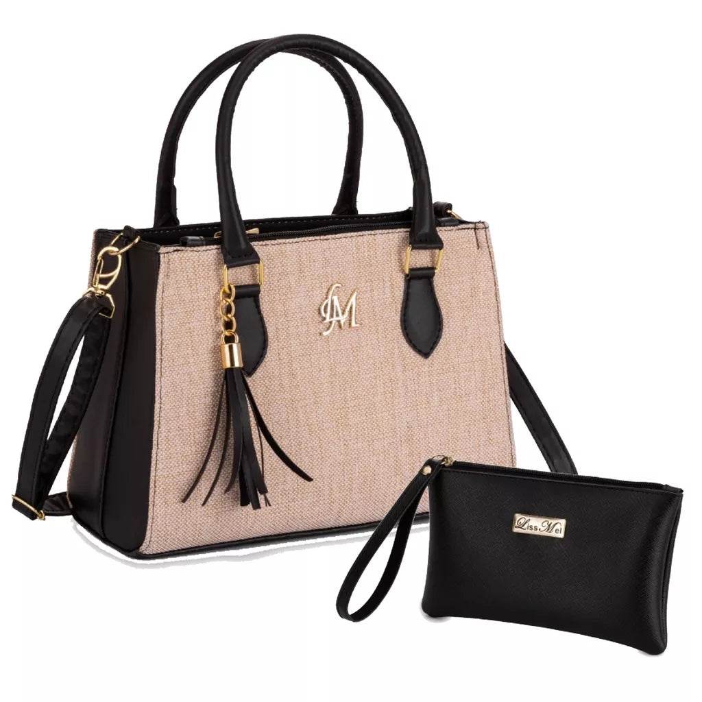 Kit Bolsa Feminina Bolsa Alça Transversal e Bolsa Necessáire de Mão 2 unidades