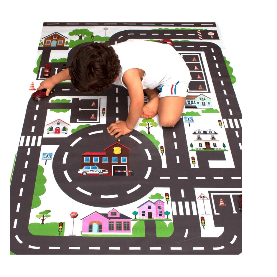 Pista De Carrinho Hotwheels Cidade P/ Chão Em Lona Gigante