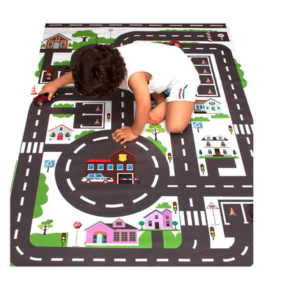 Pista De Carrinho Hotwheels Cidade P/ Chão Em Lona Gigante
