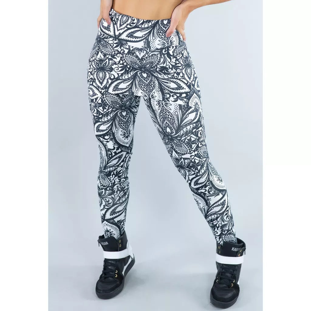 Calça Legging Suplex Saia Tapa Bumbum Estampada Cintura Alta Fitness