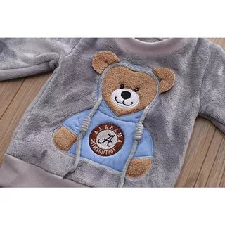 Conjunto De Pijama De Flanela Unisexo Para Crianças De Outono