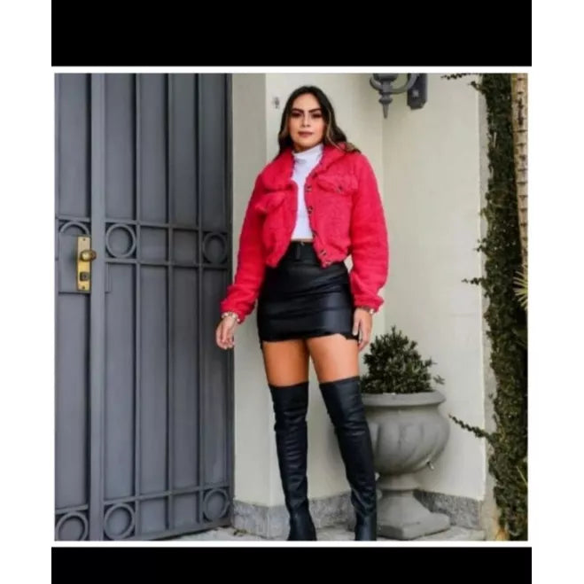 Casaquinho Feminino Teddy Casaco de frio Pelo de Carneiro Lançamento Outono e Inverno luxo total