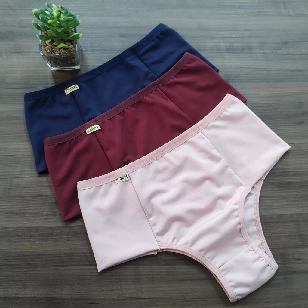 Kit 3 Calcinha Pala Dupla Segura Barriga Conforto Premium
