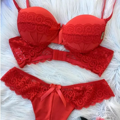 Conjunto Feminino Lingerie Com Bojo Microfibra e Renda JANE MICRO