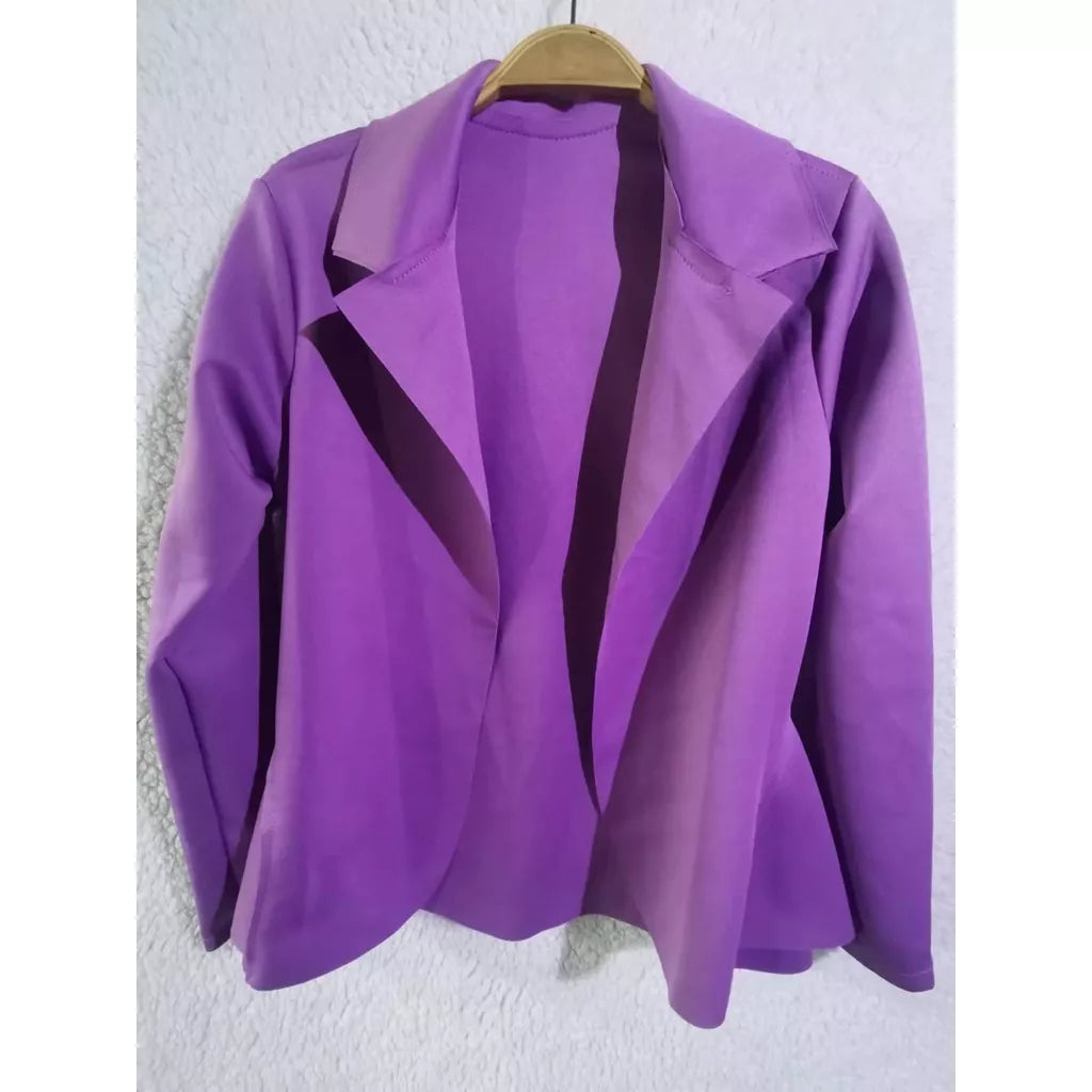 Blazer Feminino em Neoprene Casaco curto Varias Cores com babado Terninho Social aberto
