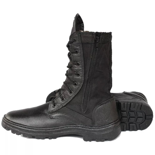 Coturno Militar Com Ziper Couro Extra Leve