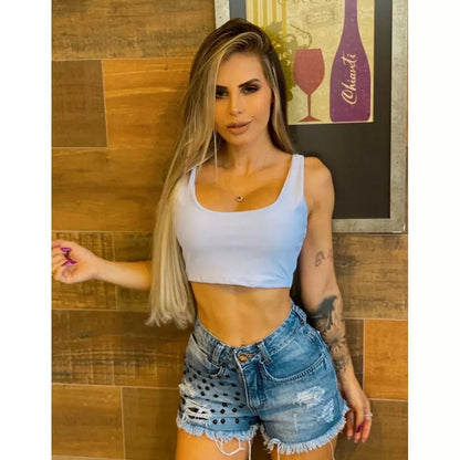 Cropped Feminino Blogueira Alça Larga Com Forro Duplo . Mega Lançamento Confira !!!