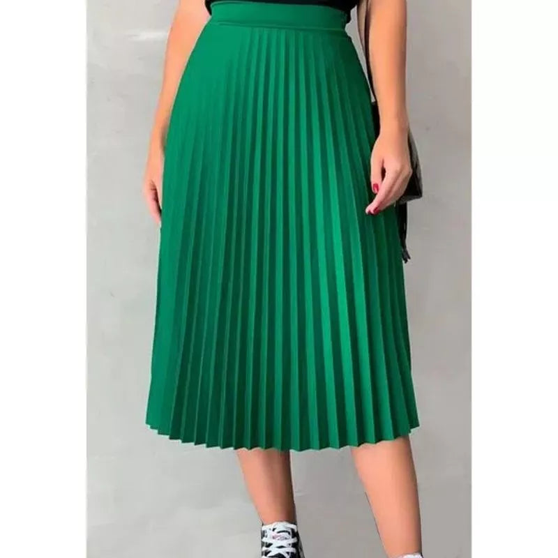 Saia midi Plissada Midi Moda Evangelica Casual Elegante para igreja