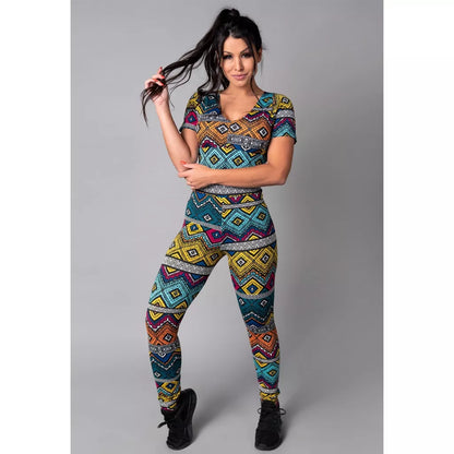Macacão Longo Feminino Manga Curta Costa Fechada Fitness Suplex