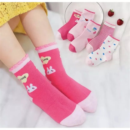 Kit 6 ou 12 Pares de Meias Infantil Feminino com Estampada Meia Menina