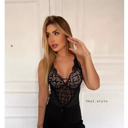Body de Renda Blogueirinha Decote V