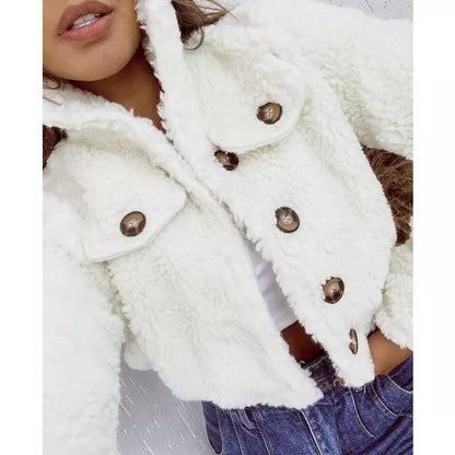 Casaquinho Feminino Teddy Casaco de frio Pelo de Carneiro Lançamento Outono e Inverno luxo total