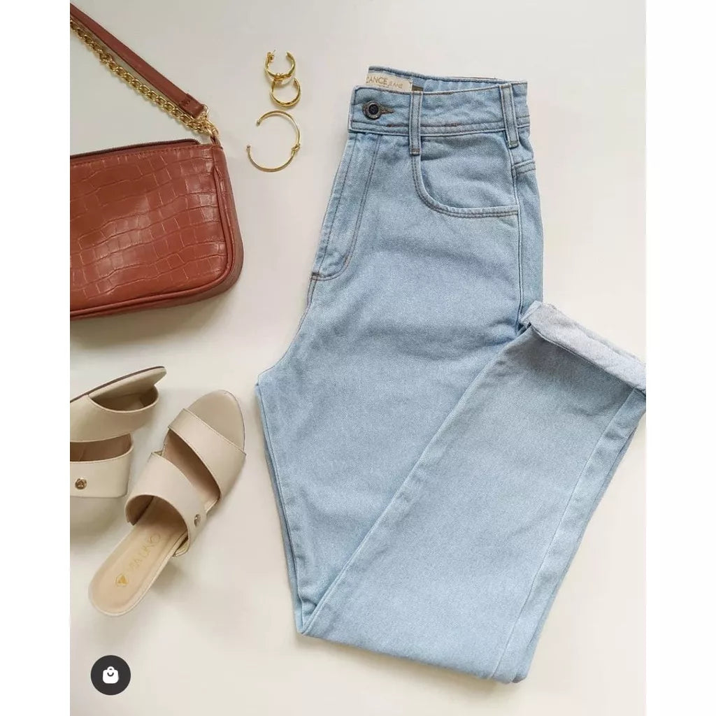 Calça mom jeans estilosa 100% algodão
