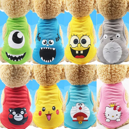 Camiseta Cachorros Macios Roupas Para Cachorro De Estimação De Desenho Verão Coletes Casuais Pequenos Animais