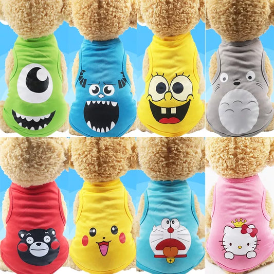 Camiseta Cachorros Macios Roupas Para Cachorro De Estimação De Desenho Verão Coletes Casuais Pequenos Animais