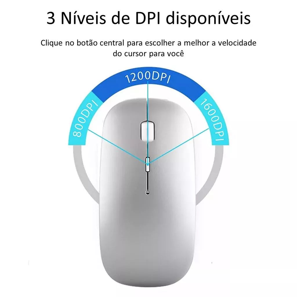 Mouse Bluetooth e Wireless Recarregável Sem Fio Gamer Led Rgb 2.4 ghz Bt 5.0 Compatível com Celular Notebook Computador Tablet