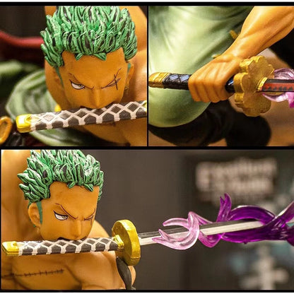 Boneco One Piece Action Figure Roronoa Zoro/Três Faca/Combate Anime Brinquedo