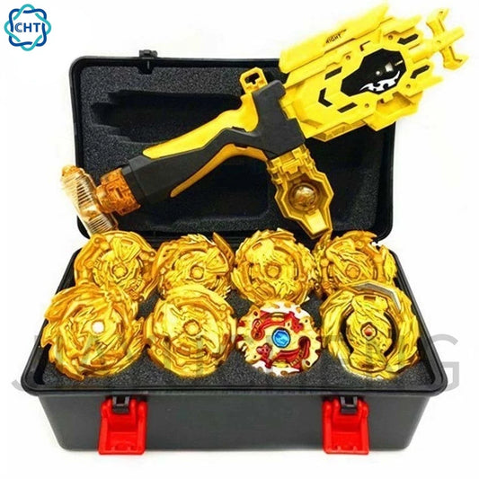 8pçs Beyblade Gyro Burst Dourado Com Lançador Portátil