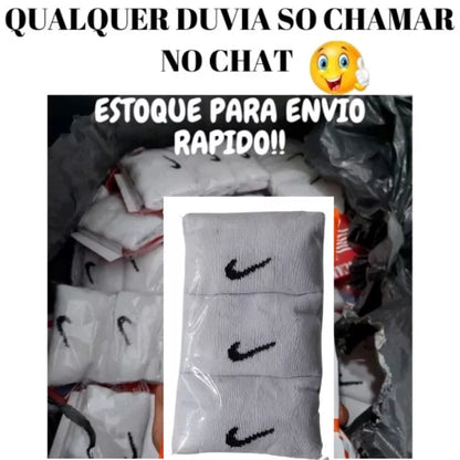 Kit 12 Meias ou 6 Pares de Meias Soquete curta algodão Masculinas e femininas Brancas