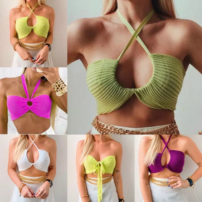Blusa Top Cropped Faixa De Treino Sexy Tricô Multiformes Tomara Que Caia Verão 2023 Best