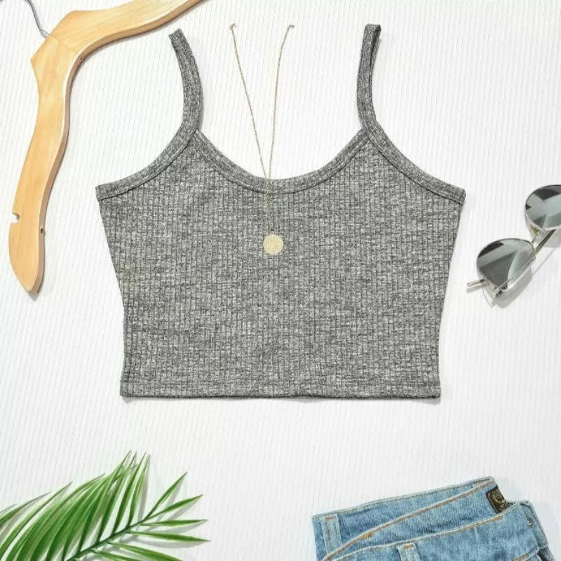 Cropped /TOP FEMININO De Alcinha  Canelado- Várias Cores