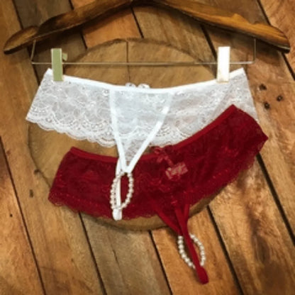 Calcinha Tailandesa Sexy em Renda com Perólas Estimulantes Fio Dental