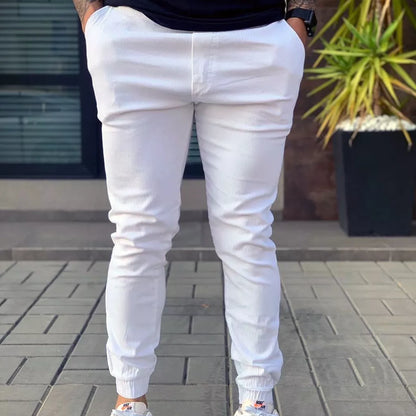 Calça Jogger Masculina Punho Lycra Elastano Bege