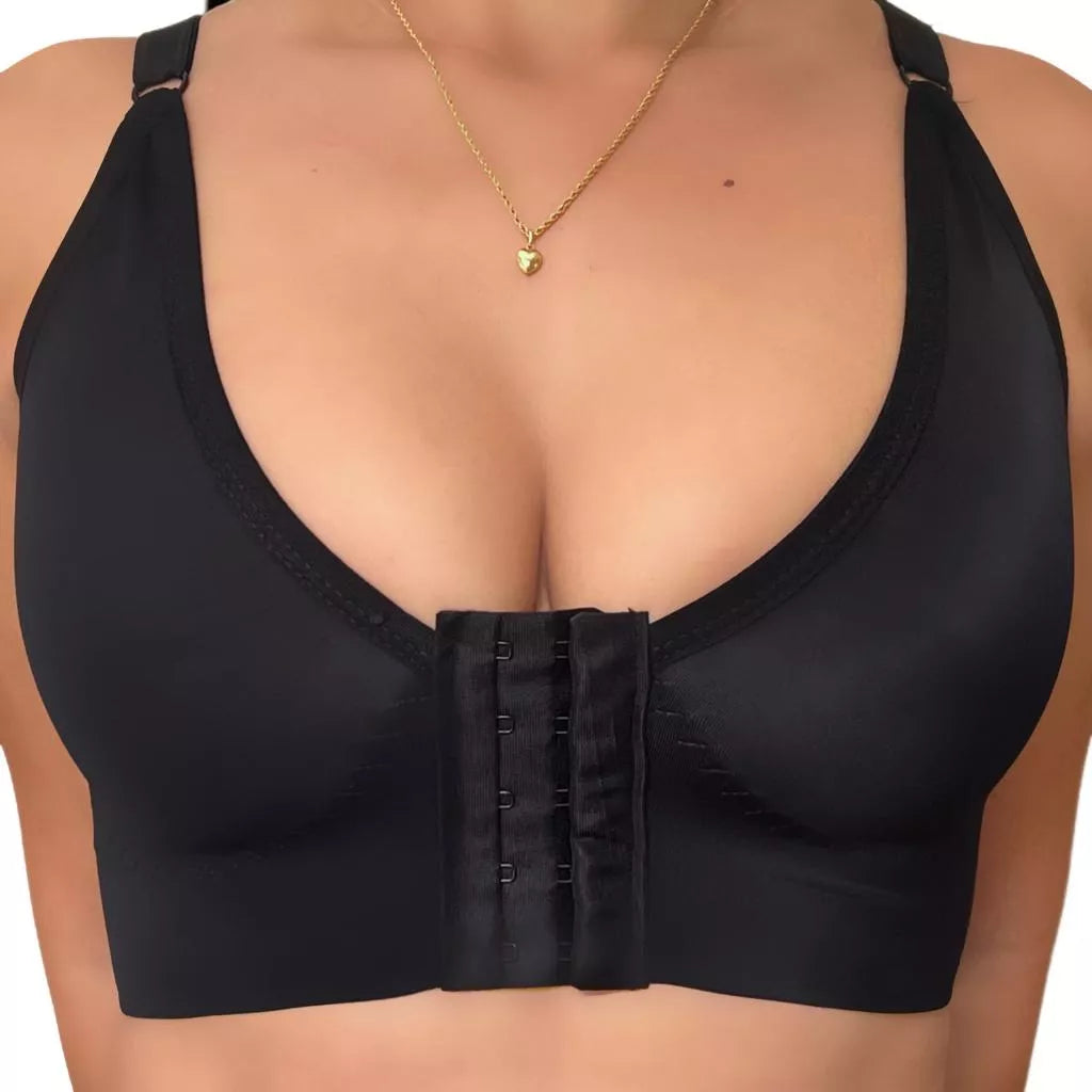 Cinta Mama Sutiã Pós Cirúrgico Mamoplastia Reforçado Sustentação Pós Operatório Silicone Com Fecho Frontal