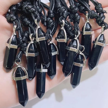Colar cordao pedra onix preto nartural