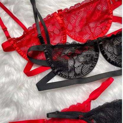 Conjunto Lingerie Sexy Gringa Sutiã Meia Taça Com Aro e Calcinha Regulável
