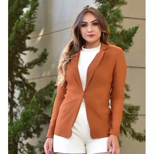 Blazer Terninho Modelo Alfaiataria Em Bengaline Moda Evangelica