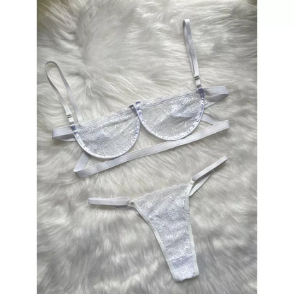 Conjunto Lingerie Sexy Gringa Sutiã Meia Taça Com Aro e Calcinha Regulável