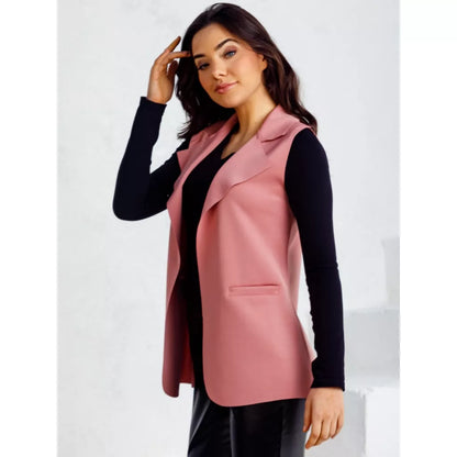 Max Colete Feminino Longo De Neoprene Moda Com Bolso Falso！