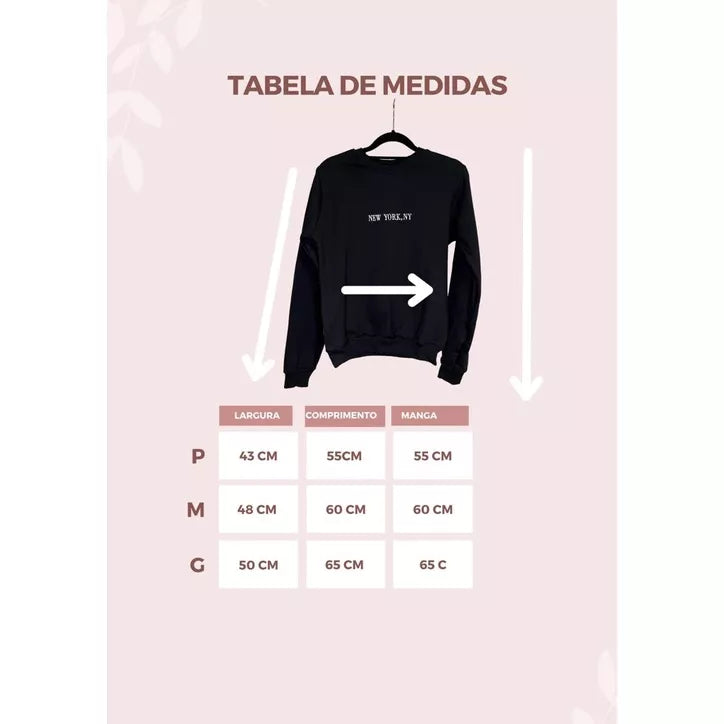 Blusa Moletom Feminino Casaco Flanelado Blusa de Frio Algodão Liso Bordado