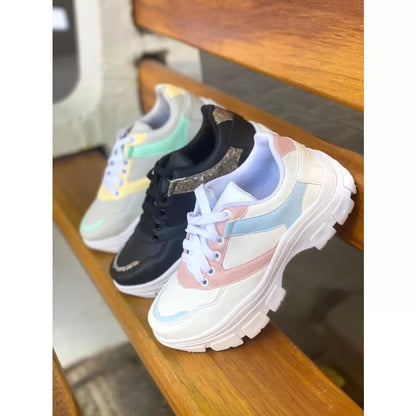 Tenis Plataforma Feminino Chumky Collor Snerkers Blogueira Confortavel