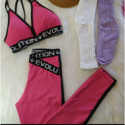 Conjunto Fitness Feminino Legging e Top Com Elástico