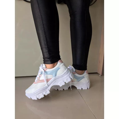 Tenis Plataforma Feminino Chumky Collor Snerkers Blogueira Confortavel