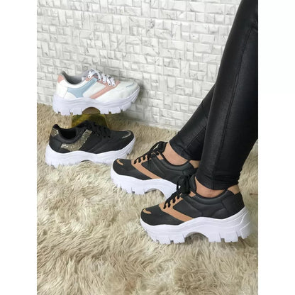 Tenis Plataforma Feminino Chumky Collor Snerkers Blogueira Confortavel