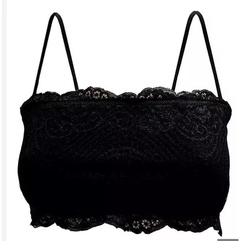 Cropped Faixa Renda Alça Fina Sem Bojo Top Faixa