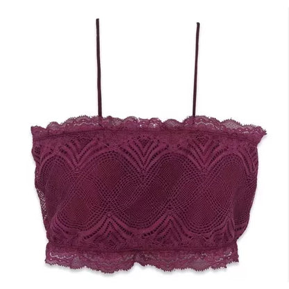 Cropped Faixa Renda Alça Fina Sem Bojo Top Faixa