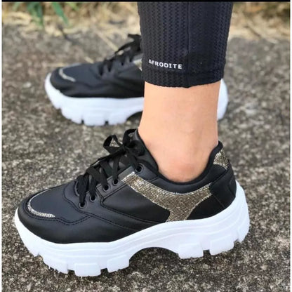 Tenis Plataforma Feminino Chumky Collor Snerkers Blogueira Confortavel