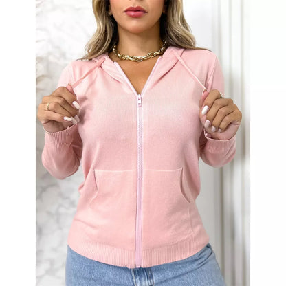 Blusa Feminina Modal Casaco Moletom Zíper Capuz Inverno 3RD SD200