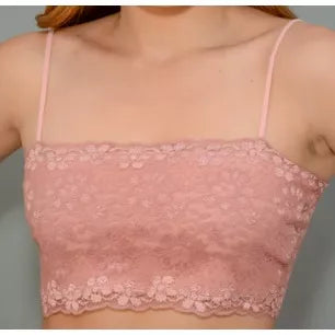Cropped Faixa Renda Alça Fina Sem Bojo Top Faixa